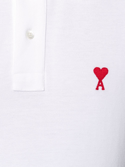 Shop Ami Alexandre Mattiussi Ami De Coeur Embroidered Polo Shirt In White
