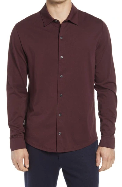 Shop Vince Pima Cotton Button Up Shirt In Curtain Merlot