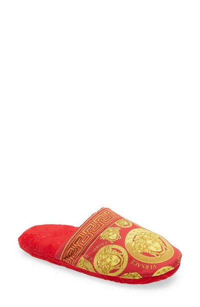 Shop Versace Medusa Amplified Slipper In Red-gold