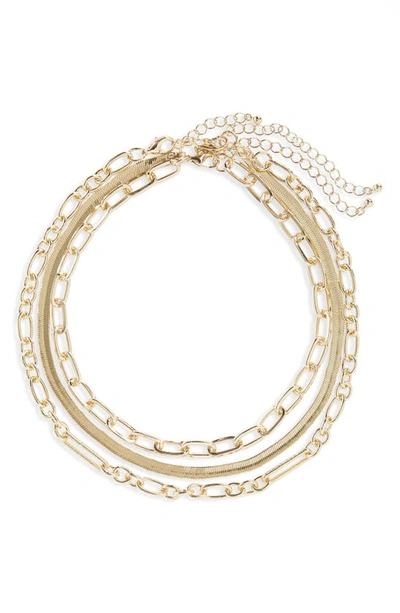 Shop Nordstrom Set Of 3 Mixed Chain Necklaces In Gold