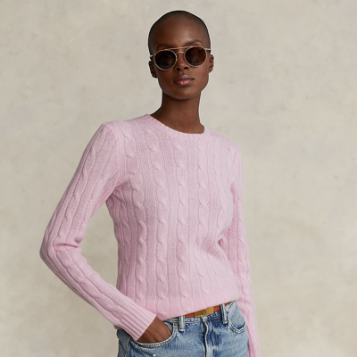 Shop Ralph Lauren Cable-knit Cashmere Sweater In Light Pink
