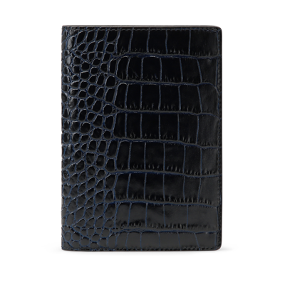 Shop Smythson Passport Cover In Mara In Navy