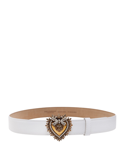 Shop Dolce & Gabbana Devotion Belt In White