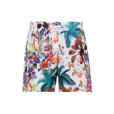 Shop Etro Floral Printed Logo Patch Swim Shorts In Multi