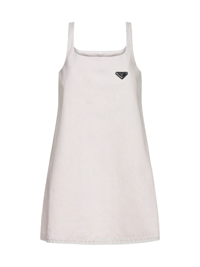 Shop Prada Logo Plaque Sleeveless Mini Dress In Pink