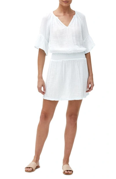 Shop Michael Stars Katelyn Smocked Waist Peasant Dress In White