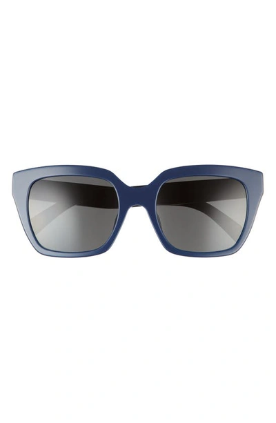 Shop Celine 56mm Cat Eye Sunglasses In Shiny Blue / Smoke