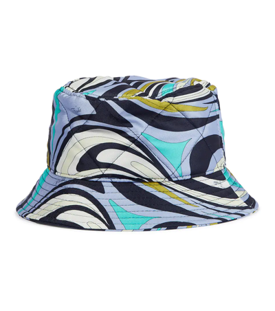 Shop Emilio Pucci Printed Quilted Bucket Hat In 彩色