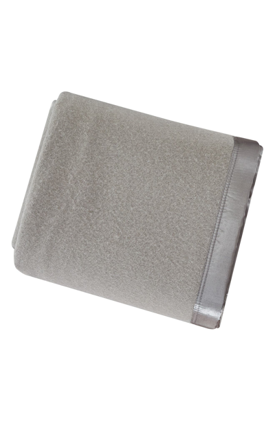 Shop Melange Home Wool & Satin Trim Blanket In Grey