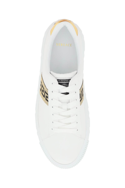 Shop Versace Leather Greca Sneakers In Mixed Colours