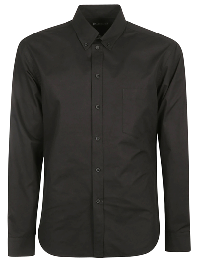 Shop Balenciaga Regular Fit Plain Shirt In Black