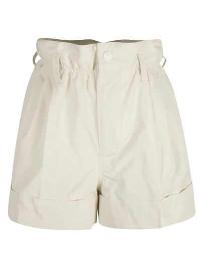 Shop Moncler High-waist Flared Shorts In Cream