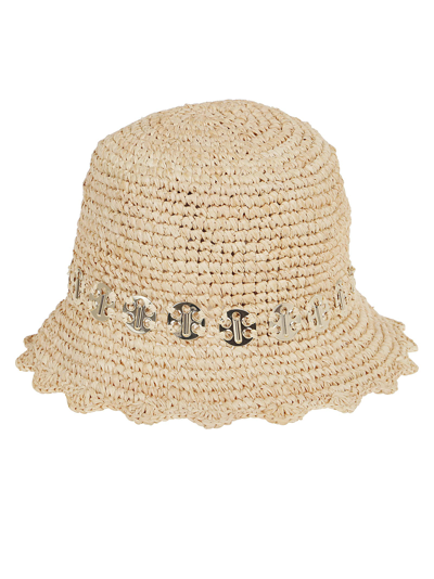 Shop Paco Rabanne Rabane Hat In Natural Light Gold