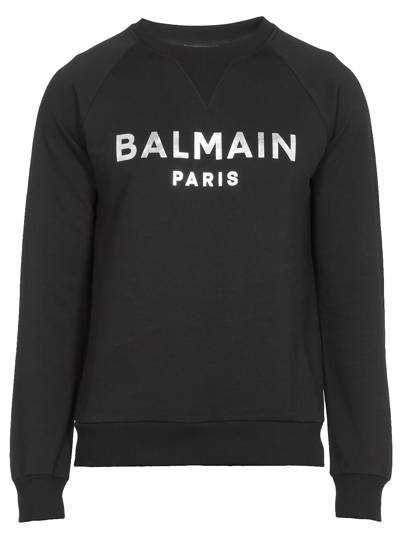 Shop Balmain Logo Sweatshirt In Noir/argent