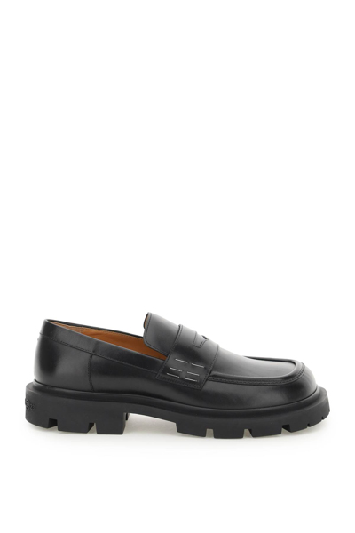 Shop Maison Margiela Leather Loafers In Black Gunmetal (black)