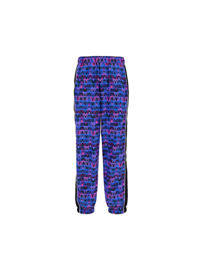 Shop Valentino Pants In Neon V Optical/navy