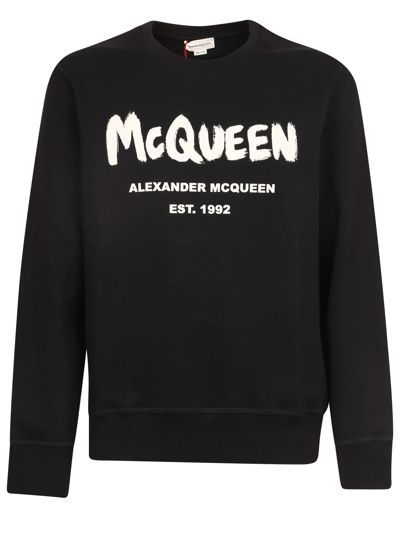 Shop Alexander Mcqueen Graffiti Logo Sweatshirt In Black