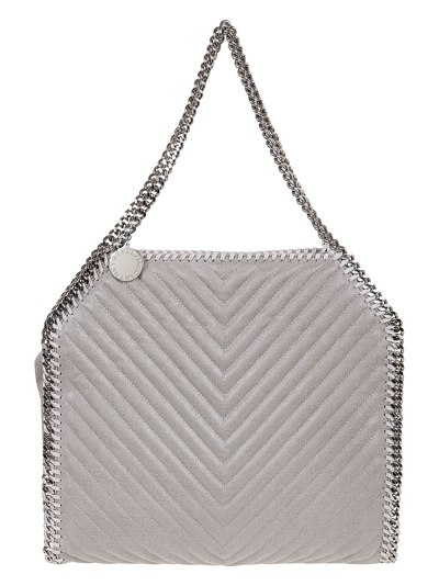 Shop Stella Mccartney Small Tote Eco Shaggy Deer Chevron Quilting In Light Grey