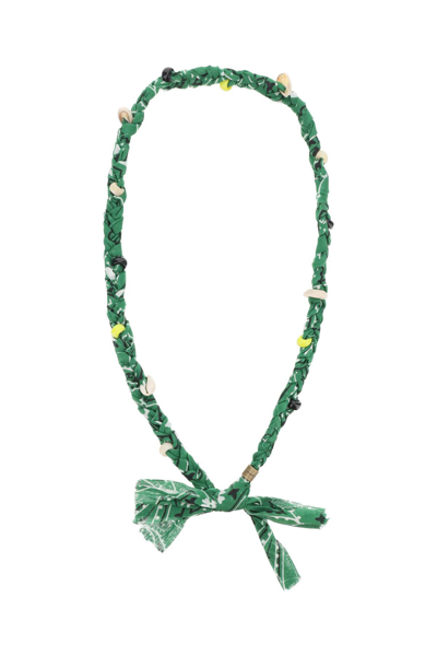 Shop Alanui Bandana Necklace In Emerald Green (green)