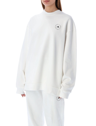 Shop Adidas By Stella Mccartney Crew-neck Organic Cotton Sweatshirt In White