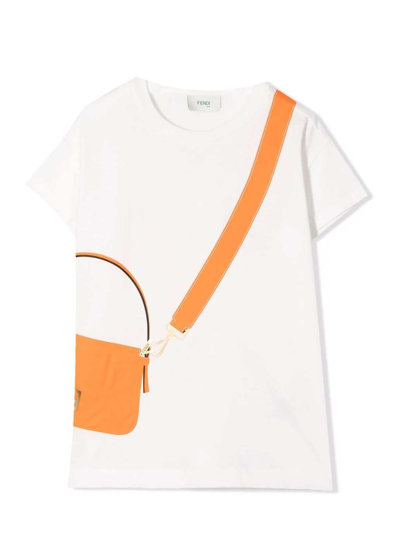 Shop Fendi White T-shirt With Orange Print