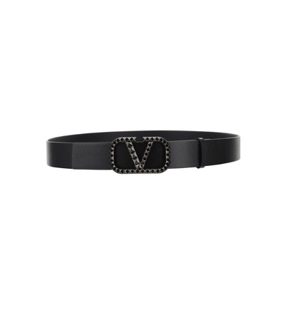 Shop Valentino Garavani Vlogo Signature Buckle Belt In Black