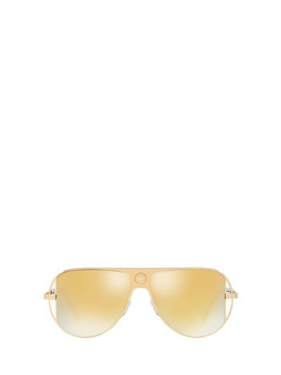 Shop Versace Eyewear Aviator Frame Sunglasses In Yellow