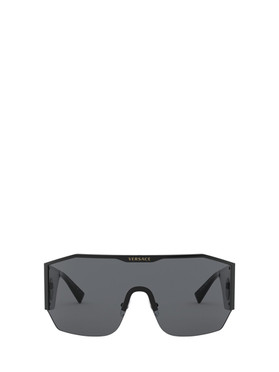 Shop Versace Eyewear Medusa Halo Shield Sunglasses In Black