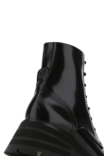 Shop Alexander Mcqueen Black Leather Wander Ankle Boots  Nd  Donna 37