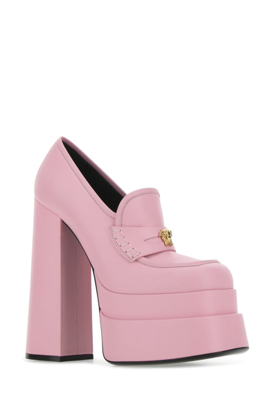 Versace Leather Intrico Platform Loafers 155 In Pink | ModeSens