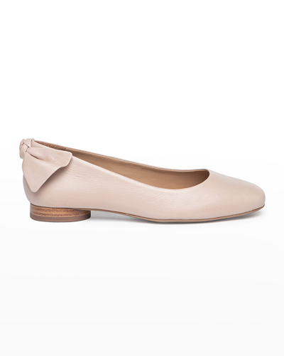 Shop Bernardo Eloise Leather Bow Ballet Flats In Blush