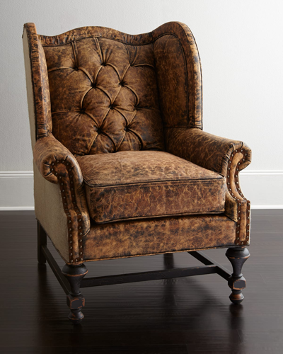 Shop Old Hickory Tannery Gibson Leather Wing Chair In Brown