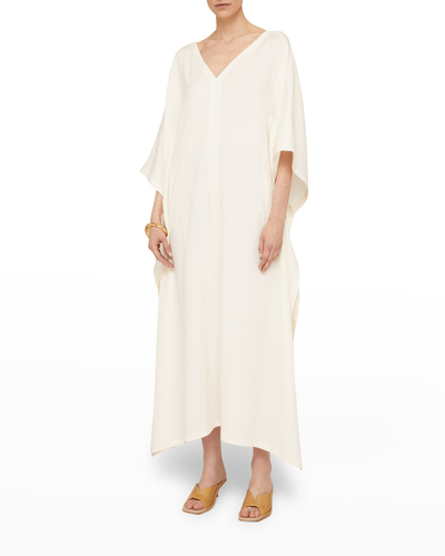 Shop Agnona Open-knit Back Kaftan Dress In Bianco