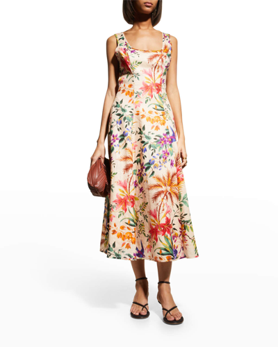 Shop Zimmermann Tropicana Cutout Midi Dress In Cream Floral