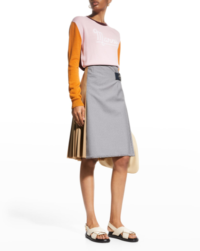 Shop Marni Logo Embroidered Colorblock Sweater In Lightpink