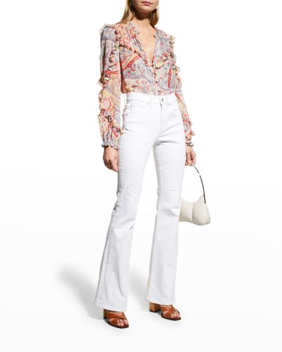 Shop Veronica Beard Jeans Beverly High-rise Skinny Flare Jeans​ In White