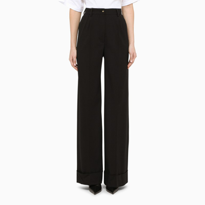 Shop Dolce & Gabbana Black Wool Palazzo Trousers