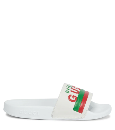 Shop Gucci Logo Slides In Great White