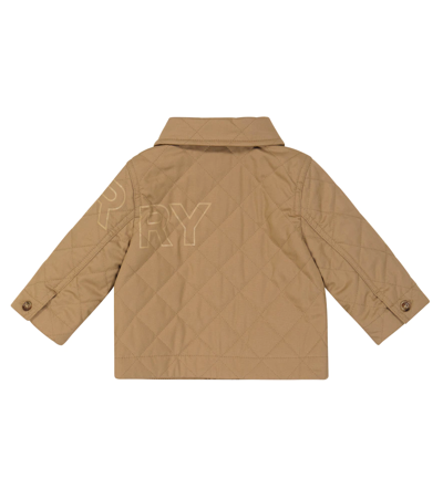 Shop Burberry Baby Horseferry Quilted Cotton Jacket In Archive Beige