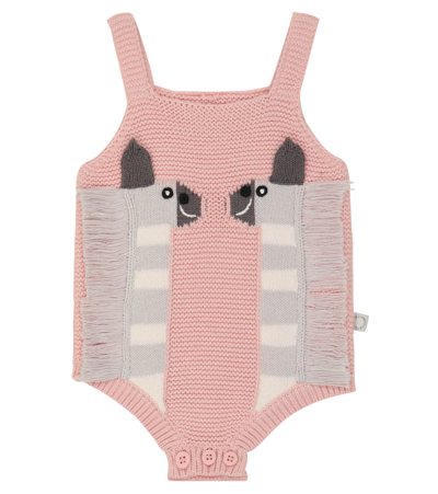 Shop Stella Mccartney Baby Cotton And Wool Bodysuit In Rosa