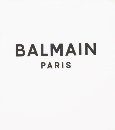 Shop Balmain Logo Printed Buttoned Cotton Top In 100ne-bianco/nero