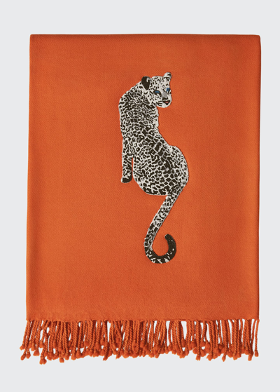 Shop Jonathan Adler Discv Leopard Embellished Throw Orange