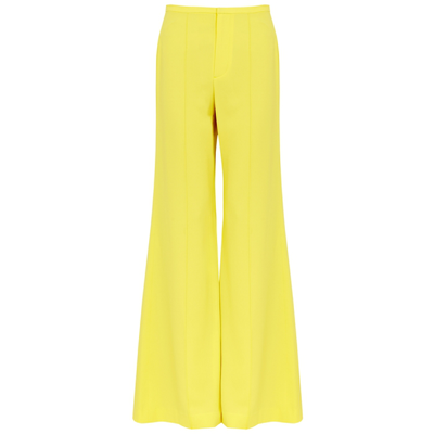 Shop Alice And Olivia Dylan Yellow Flared Wide-leg Trousers