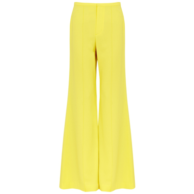 Alice And Olivia Dylan Yellow Flared Wide-leg Trousers In Yellow