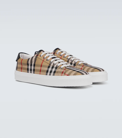 Shop Burberry Rangleton Check Sneakers In Archive Beige
