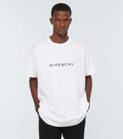 Shop Givenchy Logo Oversized Cotton Jersey T-shirt In White