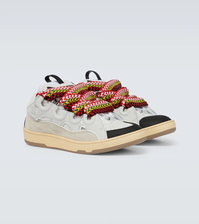 Shop Lanvin Leather Curb Sneakers In White