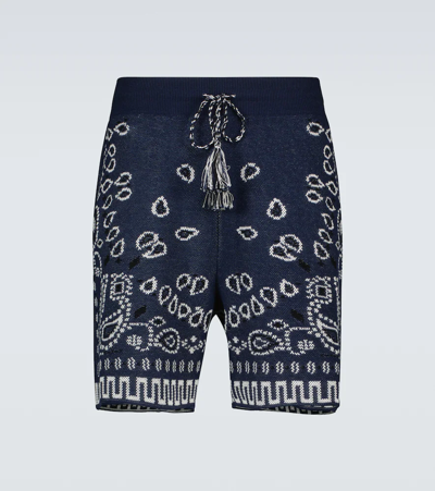 Shop Alanui Bandana Printed Shorts In Navy Blue