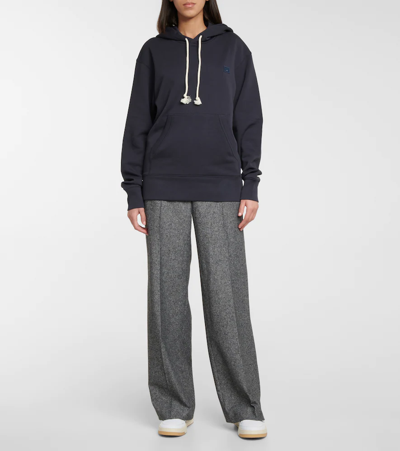 Shop Acne Studios Face Cotton Hoodie In Navy