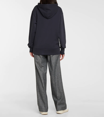 Shop Acne Studios Face Cotton Hoodie In Navy